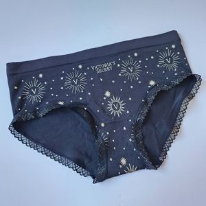 Victoria's Secret black gold lace edge panty New Size M